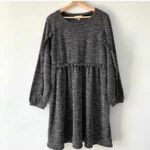 Anthropologie Ro & De cozy heathered ruffled sweater dress size XL